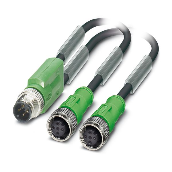 SAC-4P-M12Y/2X0,3-PUR/M12FS VP — Кабелькабель для датчиков и исполнительных устройств