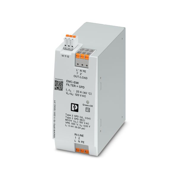 SFP2-1S-1-20A-120AC-PT — Устройство защиты от перенапряжений с ЭМ-фильтром